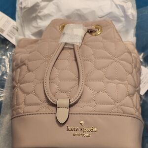 Spade Flower Grey Quilted Fabic Bucket Bag